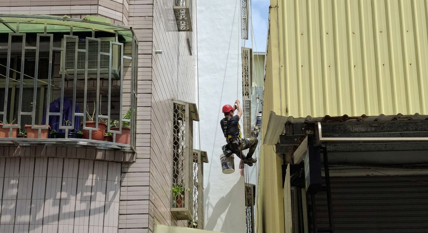 隔壁不讓搭鷹架，外牆還是漏——台南屋主的法律現實與免鷹架解方