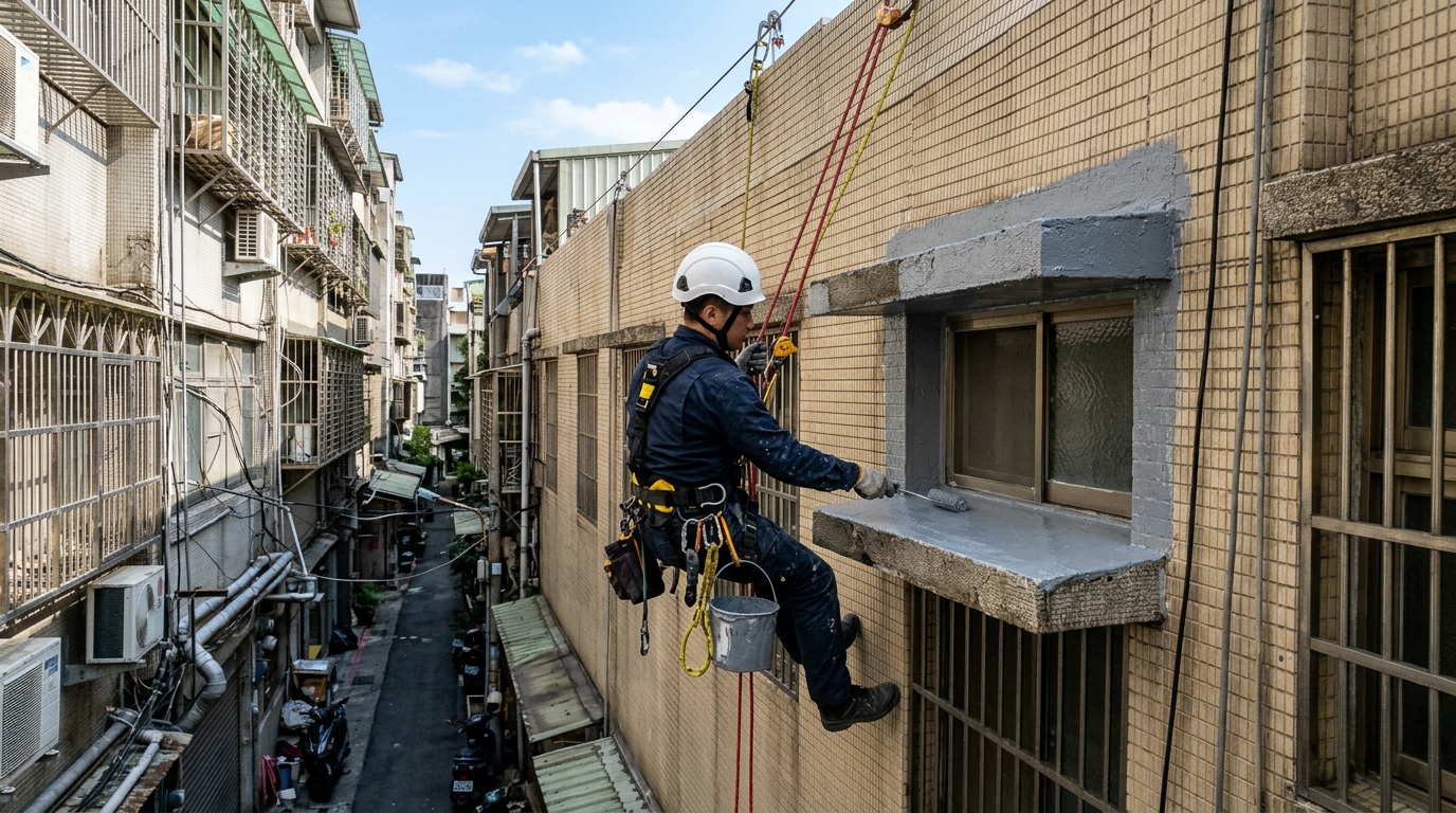外牆可以做聚脲防水嗎？透天厝、大樓外牆的可行性與繩索施工限制